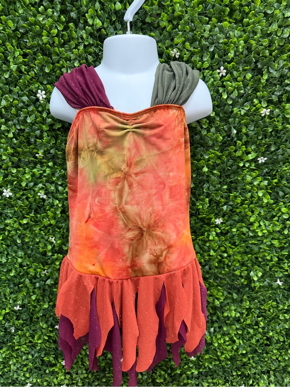Kids Sparkle Tie-Dye Orange & Purple Dance Costume